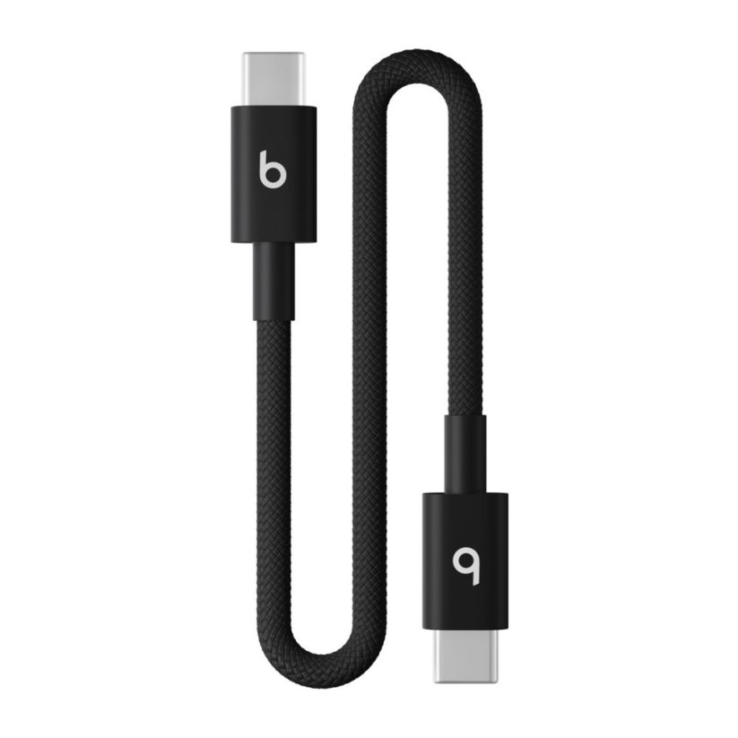 Krátký opletený kabel Beats USB‑C/USB‑C (20cm) – sytě černý