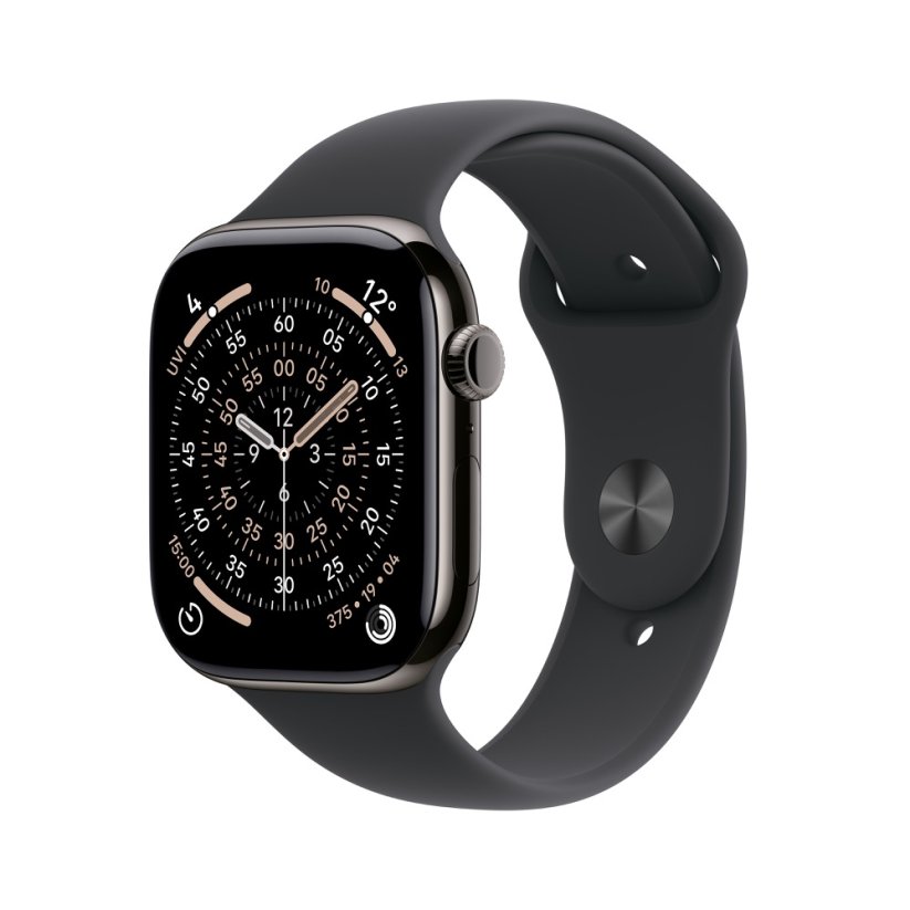 Apple Watch Series 11 Cellular 46mm šedý titan s černým sportovním řemínkem S/M