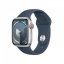 Apple Watch Series 9 Cellular 41mm Stříbrný hliník s bouřkově modrým sportovním řemínkem - M/L