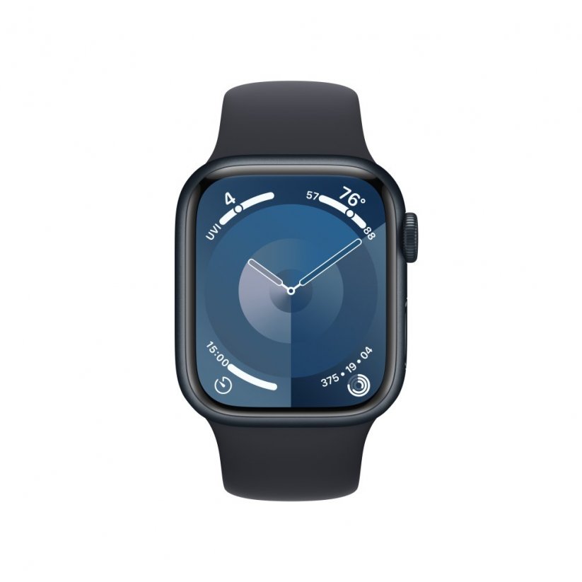 Apple Watch Series 9 41mm Temně inkoustový hliník s temně inkoustovým sportovním řemínkem - S/M