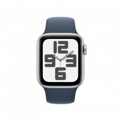 Apple Watch SE Cellular 40mm Stříbrný hliník s bouřkově modrým sportovním řemínkem - S/M