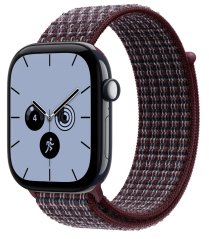 Apple 46mm provlékací sportovní řemínek - burgundsky červený kostkovaný