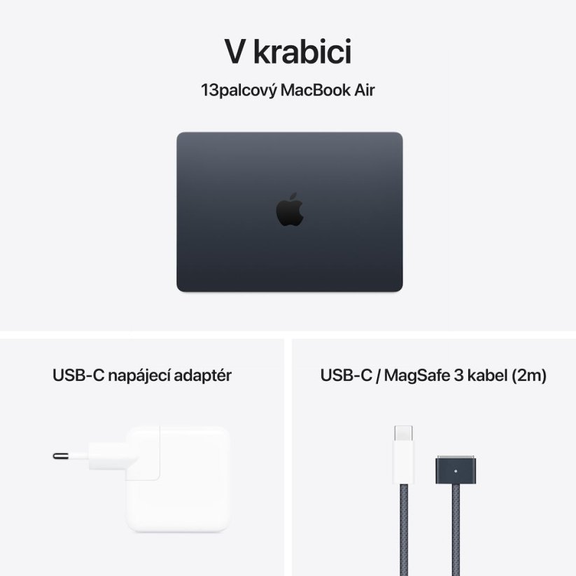 Apple MacBook Air 13"/M4/13,6"/2560x1664/24GB/512GB SSD/M4/Sequoia/Midnight/1R