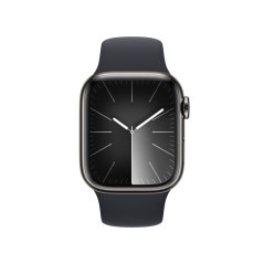 Apple Watch Series 9 Cellular 41mm Grafitově šedý nerez s temně inkoustovým sportovním řemínkem - M/L