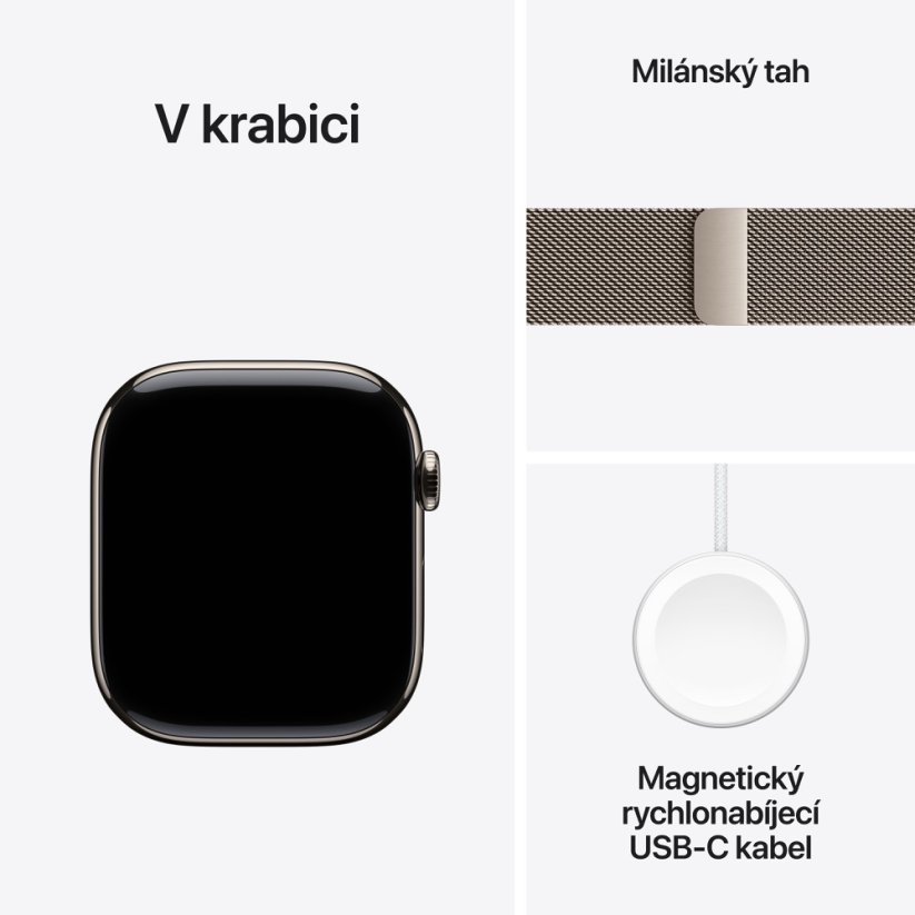 Apple Watch Series 11 Cellular 46mm přírodní titan s přírodním milánským tahem M/L