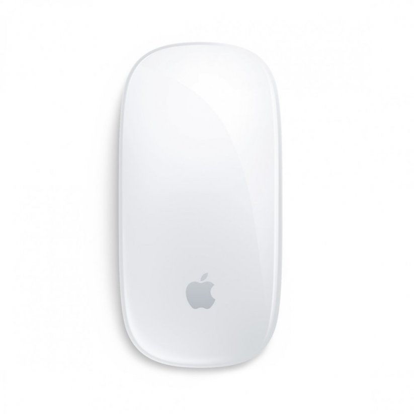 Pohled shora na bílou Apple Magic Mouse