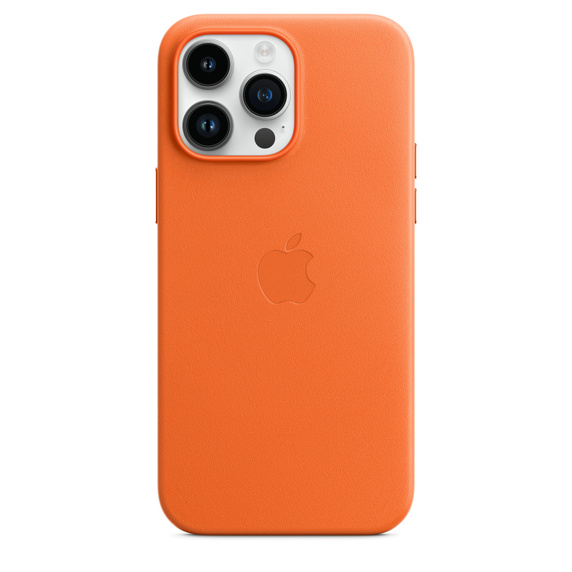 Oranžový kožený kryt s MagSafe pro iPhone 14 Pro Max