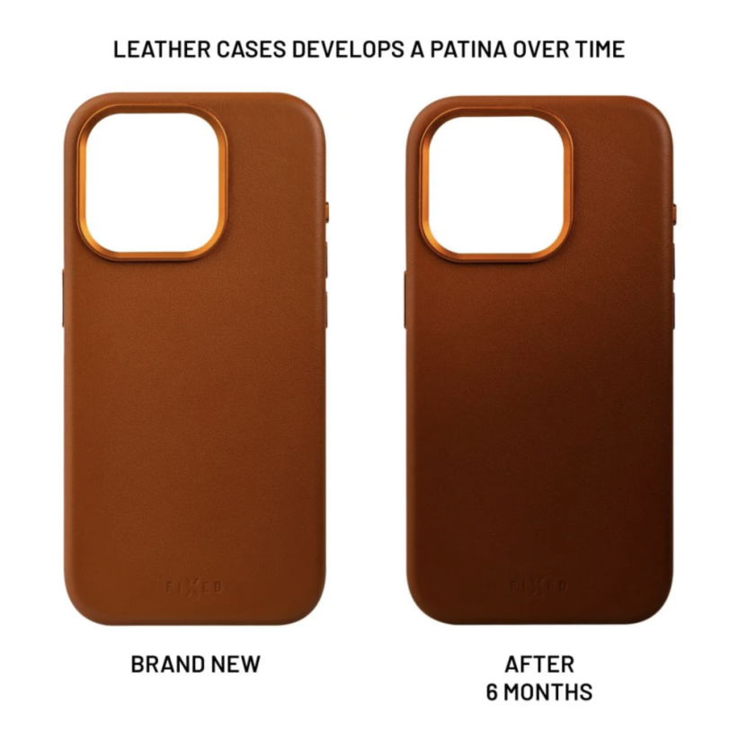 FIXED MagLeather zadní kožený kryt s podporou MagSafe pro iPhone 16 Pro - hnědý
