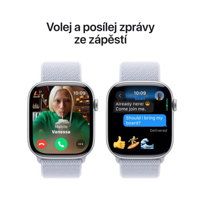 Apple Watch Series 10 42mm stříbrný hliník s oblačně modrým provlékacím řemínkem