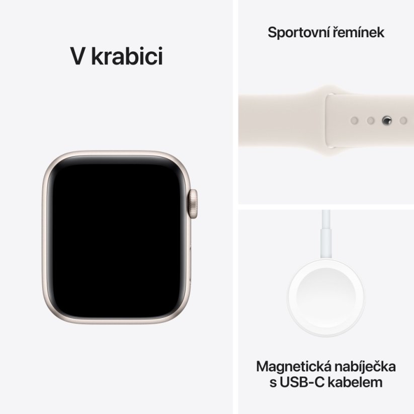 Apple Watch SE 44mm Hvězdně bílý hliník s hvězdně bílým sportovním řemínkem - M/L