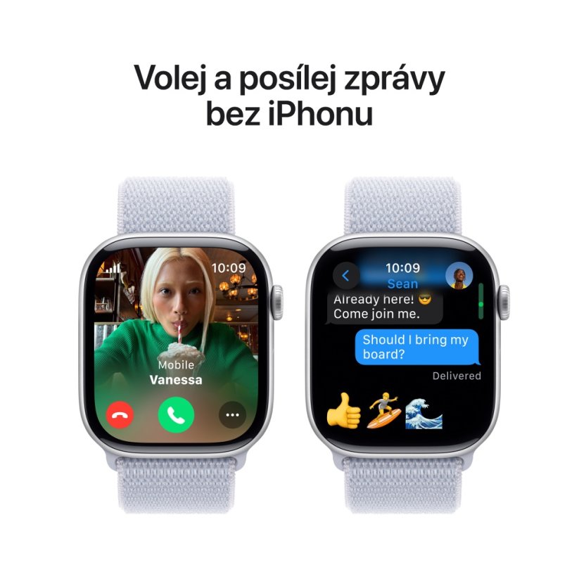 Apple Watch Series 10 42mm Cellular stříbrný hliník s oblačně modrým provlékacím řemínkem