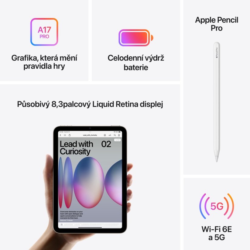 Apple iPad mini Cellular 128GB hvězdně bílá 2024