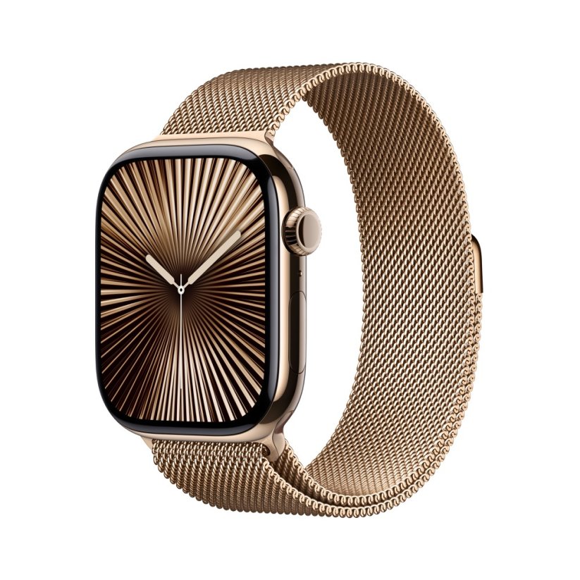 Apple Watch Series 10 46mm Cellular zlatý titan se zlatým milánským tahem M/L