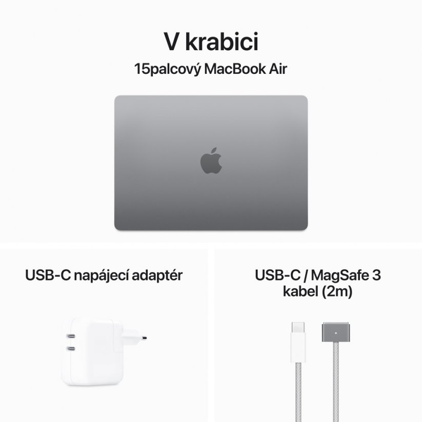 MacBook Air 15'' M3 8C CPU/10C GPU/8G/512 SSD - Vesmírně šedý