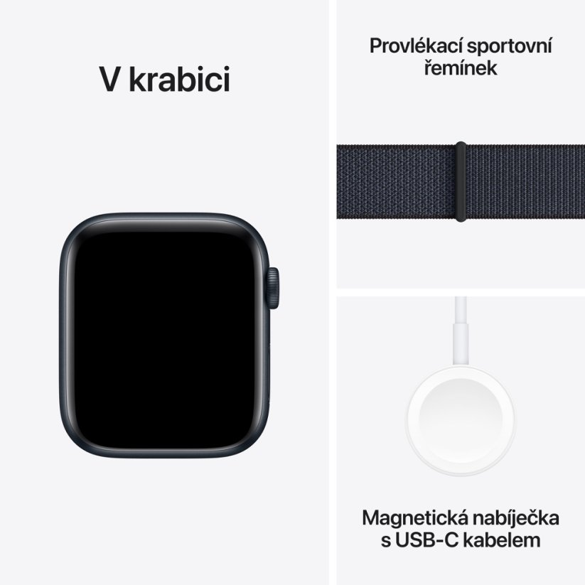 Apple Watch SE Cellular 44mm Temně inkoustový hliník s inkoustově fialovým provlékacím sportovním řemínkem