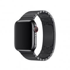 Pohled zboku na Apple Watch s černým článkovým tahem