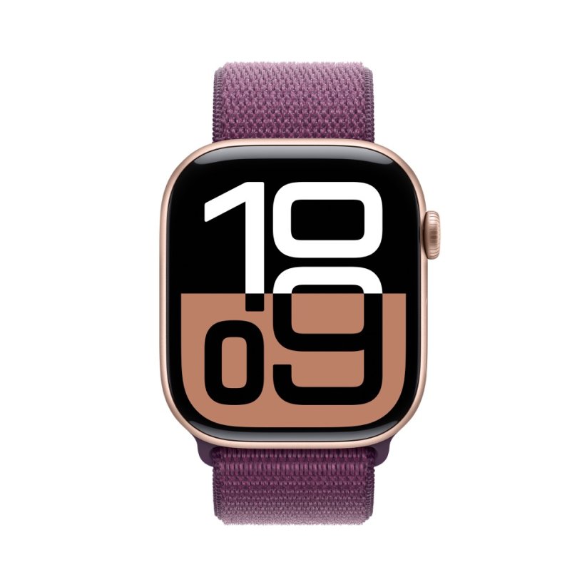 Apple Watch Series 10 42mm růžově zlatý hliník se švestkovým provlékacím řemínkem