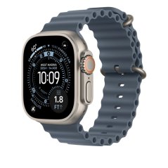 Apple Watch 49mm ocelově modrý oceánský sportovní řemínek - přírodní titan