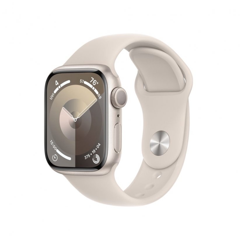 Apple Watch Series 9 41mm Hvězdně bílý hliník s hvězdně bílým sportovním řemínkem - S/M