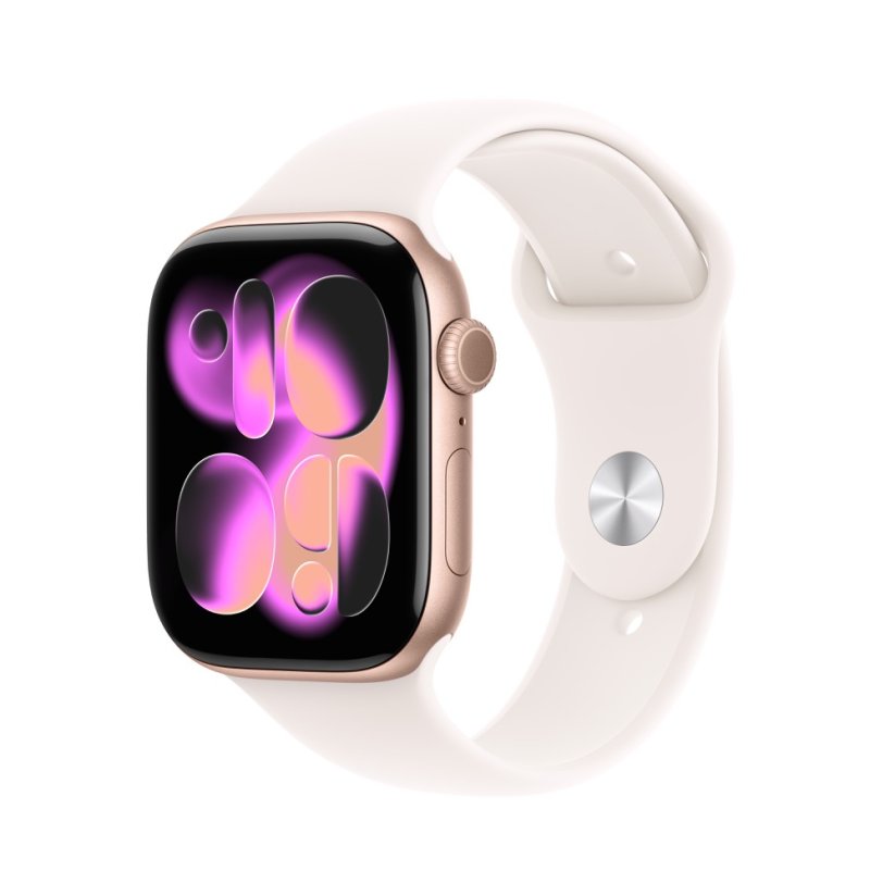 Apple Watch Series 11 Cellular 42mm růžově zlatý hliník s růžovým sportovním řemínkem M/L