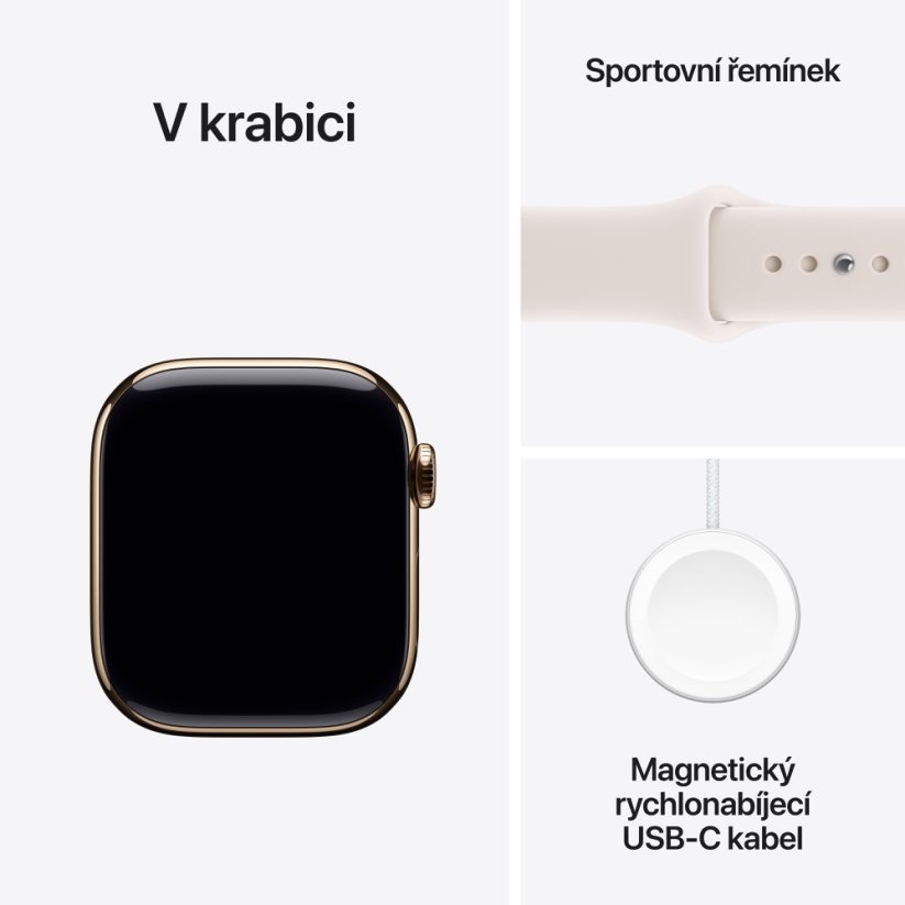 Apple Watch Series 11 Cellular 46mm zlatý titan se světle ruměným sportovním řemínkem M/L