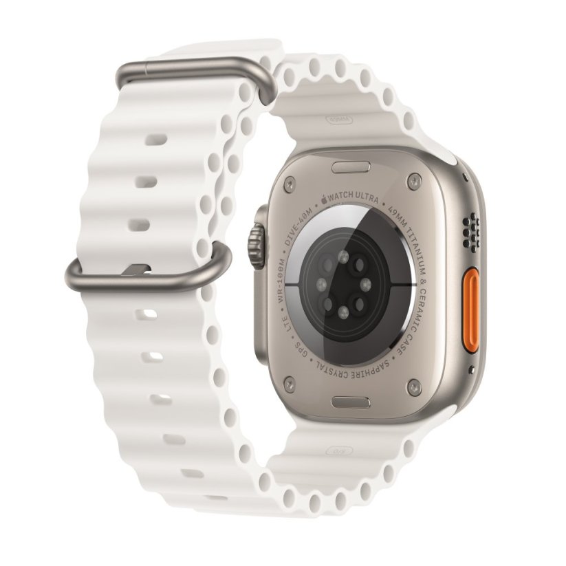 Apple Watch Ultra 2 49mm titanové pouzdro s bílým oceánským řemínkem