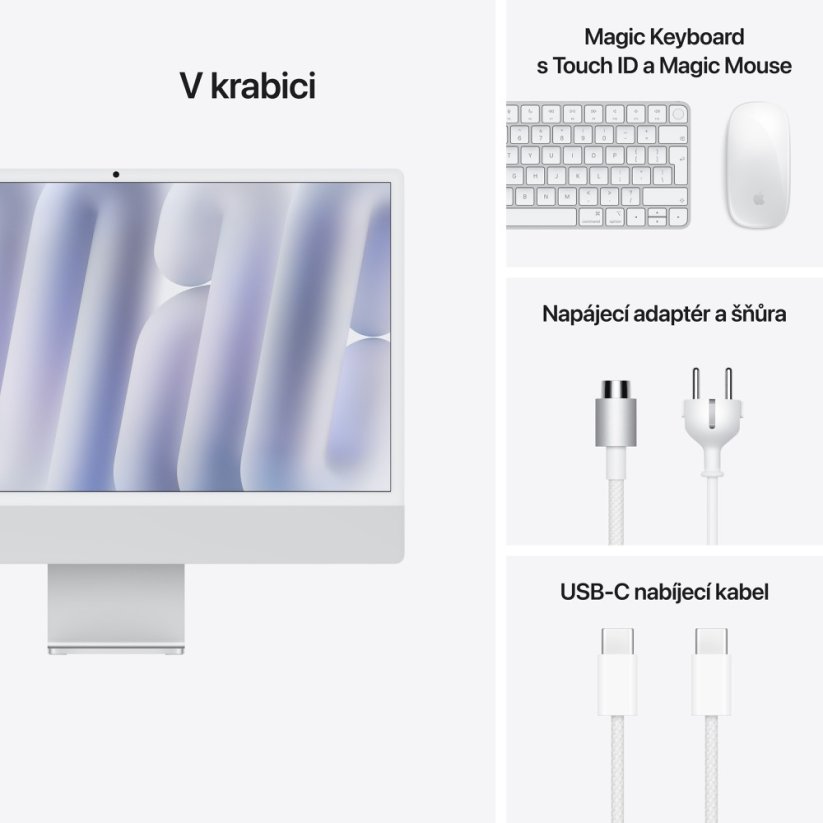 iMac 24" 4.5K Ret M4 8CPU/8GPU/16G RAM/256 SSD - stříbrný