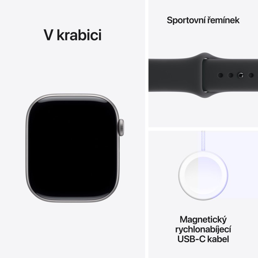 Apple Watch Series 11 42mm vesmírně šedý hliník s černým sportovním řemínkem M/L