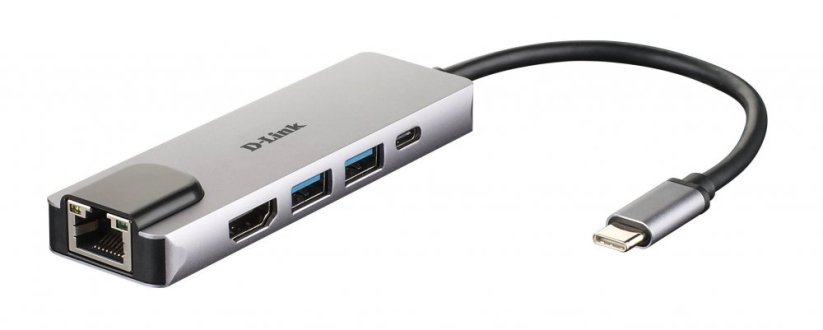 D-Link 5 v 1 adaptér z USB-C na HDMI, Gigabit Ethernet, s funkcí Power Delivery