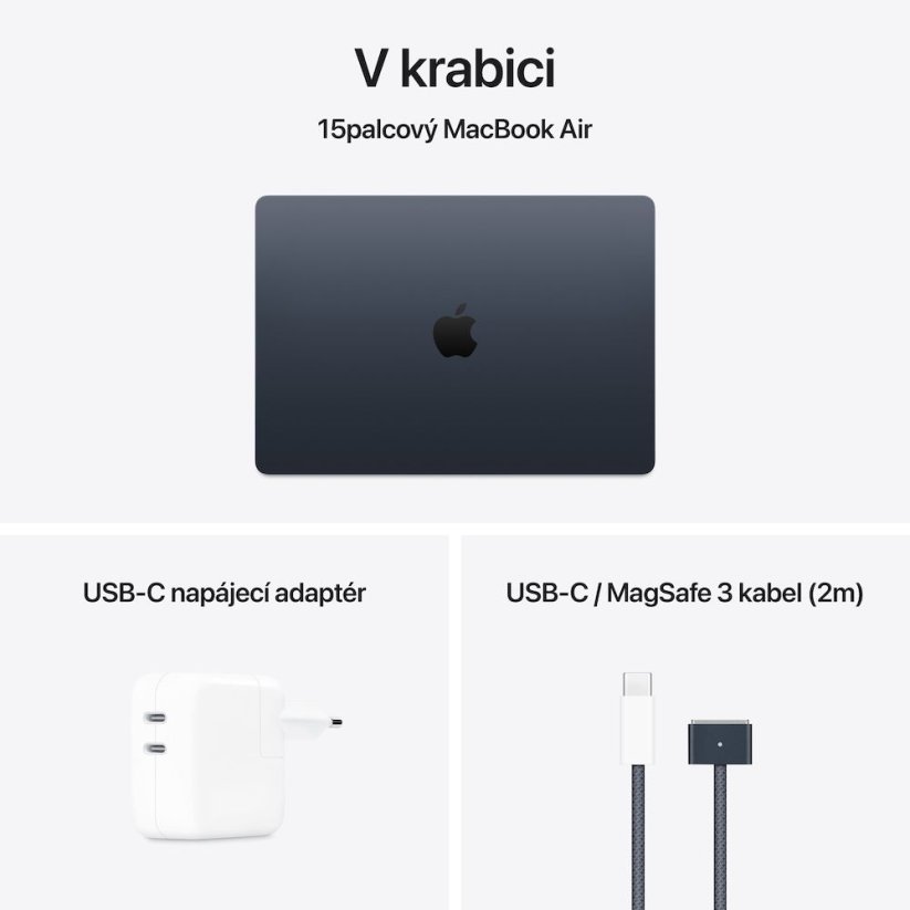Apple MacBook Air 15"/M4/15,3"/2880x1864/24GB/512GB SSD/M4/Sequoia/Midnight/1R