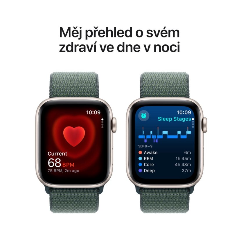 Apple Watch SE Cellular 44mm Hvězdně bílý hliník s jezerně zeleným sportovním řemínkem