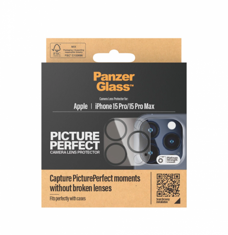 PanzerGlass - ochrana čoček fotoaparátu pro iPhone 15 Pro a 15 Pro Max