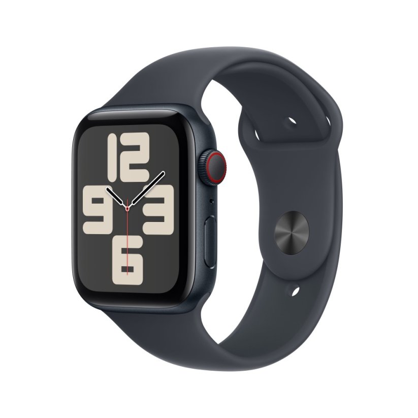 Apple Watch SE Cellular 44mm Temně inkoustový hliník s temně inkoustovým sportovním řemínkem - M/L