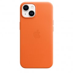 Oranžový kožený kryt s MagSafe pro iPhone 14