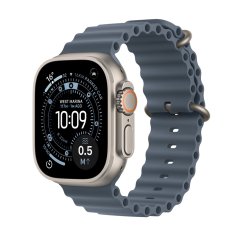 Apple Watch Ultra 3 49mm přírodní titan s ocelově modrým oceánským řemínkem