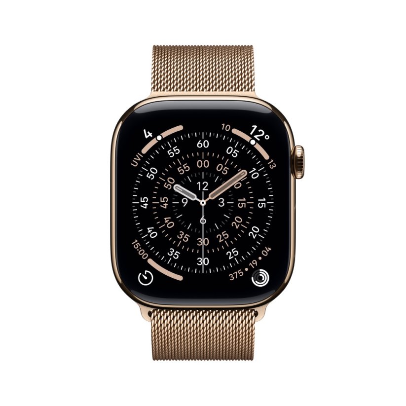 Apple Watch Series 11 Cellular 42mm zlatý titan se zlatým milánským tahem M/L