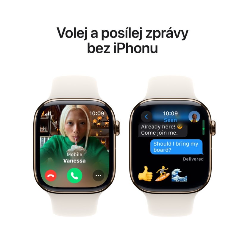 Apple Watch Series 10 46mm Cellular zlatý titan s hvězdně bílým sportovním řemínkem S/M