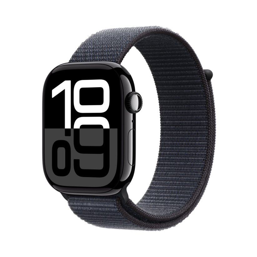 Apple Watch Series 10 42mm klavírně černý hliník s inkoustově fialovým provlékacím řemínkem