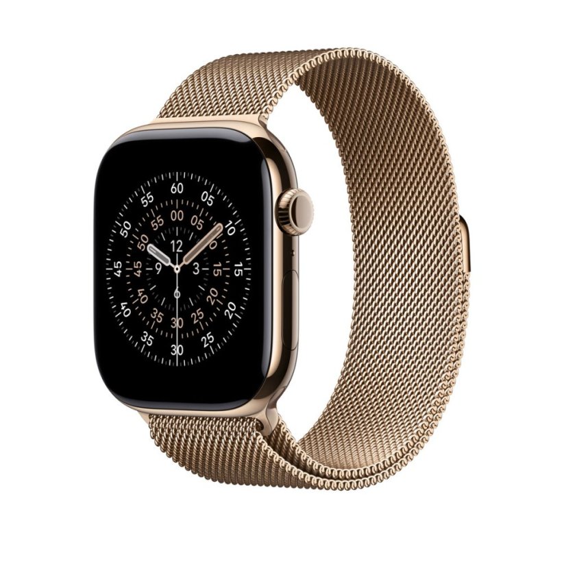 Apple Watch 46mm řemínek se zlatým milánským tahem  - S/M