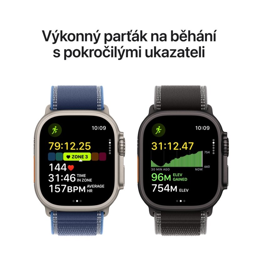Apple Watch Ultra 3 49mm přírodní titan s světle modrým alpským tahem L