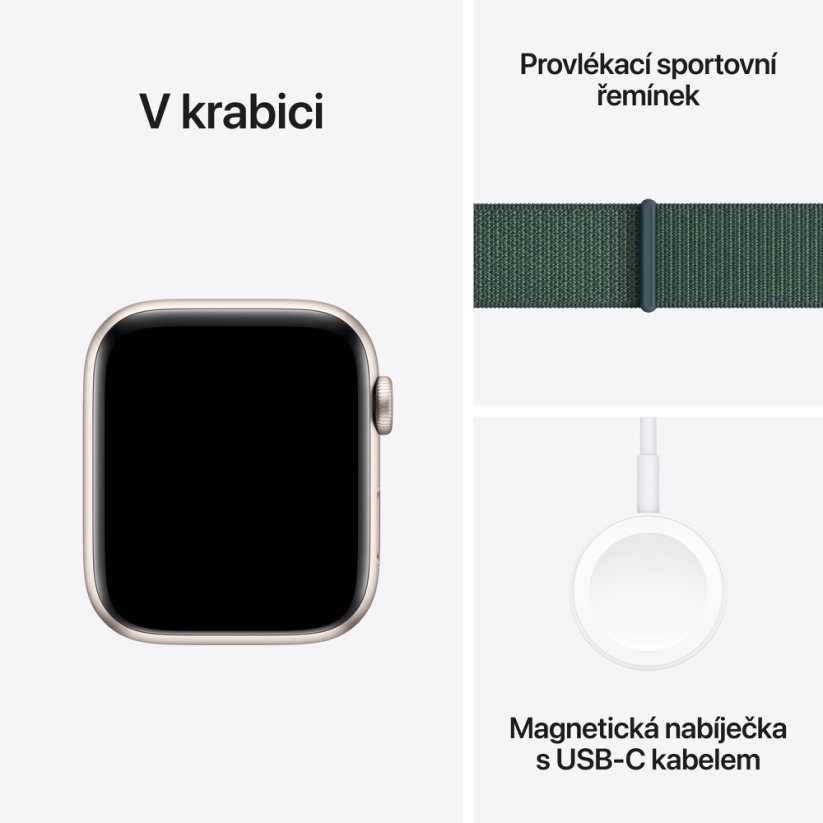 Apple Watch SE Cellular 44mm Hvězdně bílý hliník s jezerně zeleným sportovním řemínkem