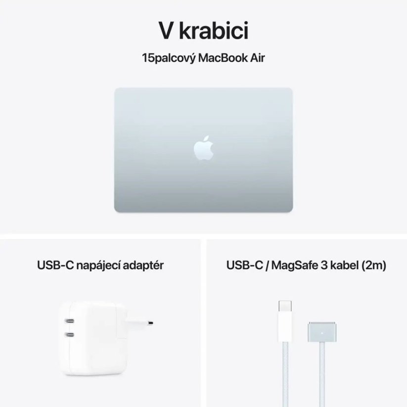 Apple MacBook Air 15"/M4/15,3"/2880x1864/16GB/512GB SSD/M4/Sequoia/Sky Blue/1R