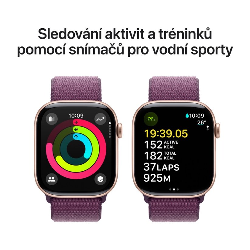 Apple Watch Series 10 42mm růžově zlatý hliník se švestkovým provlékacím řemínkem