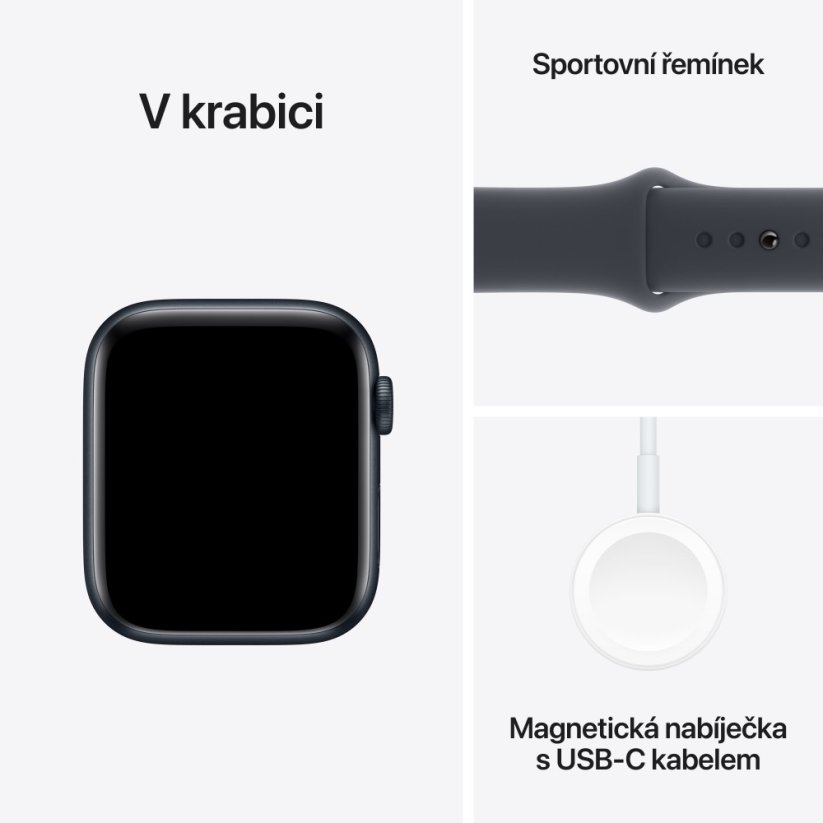 Apple Watch SE 44mm Temně inkoustový hliník s temně inkoustovým sportovním řemínkem - S/M