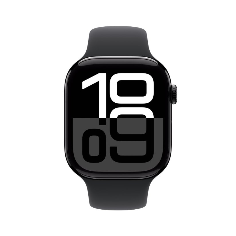 Apple Watch Series 10 42mm Cellular klavírně černý hliník s černým sportovním řemínkem S/M