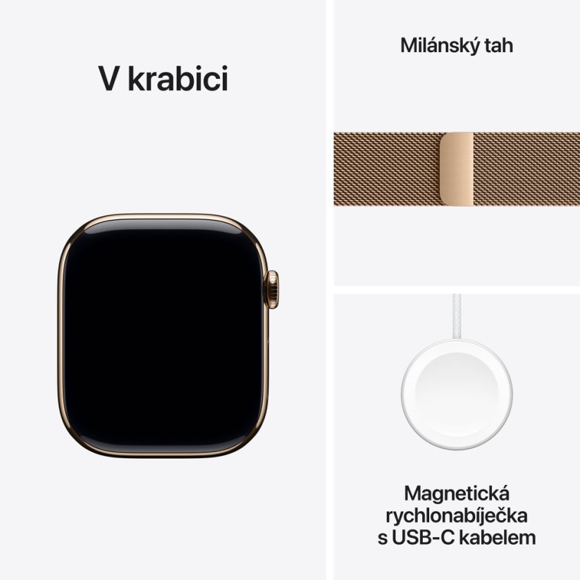 Apple Watch Series 10 42mm Cellular zlatý titan se zlatým milánským tahem