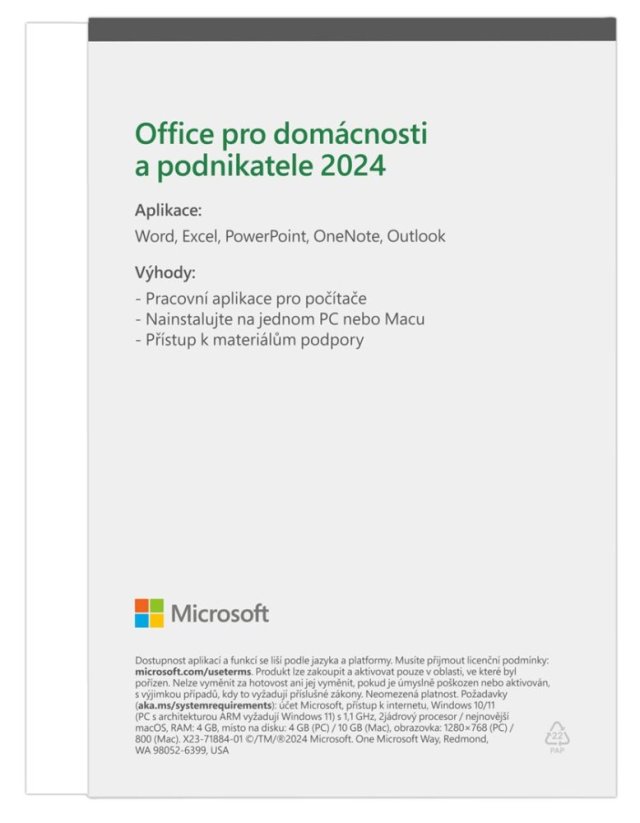 Microsoft Office 2024 pro domácnosti a podnikatele Mac/Win CZ