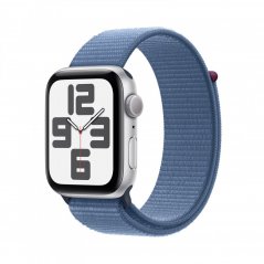 Apple Watch SE 44mm Stříbrný hliník s ledově modrým provlékacím řemínkem