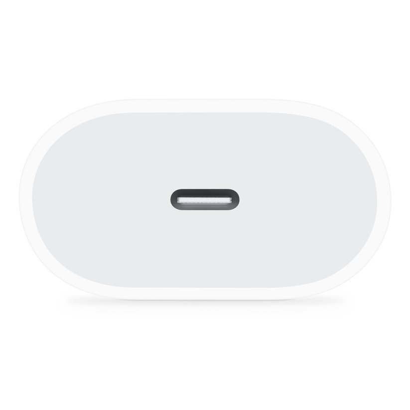Pohled shora na Apple 20W USB‑C napájecí adaptér