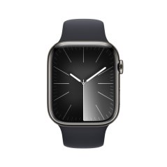 Apple Watch Series 9 Cellular 45mm Grafitově šedý nerez s temně inkoustovým sportovním řemínkem - S/M
